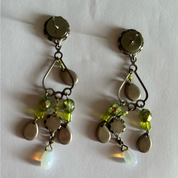 Ayala Bar Green Beaded Drop Earrings. - Picture 3 of 3